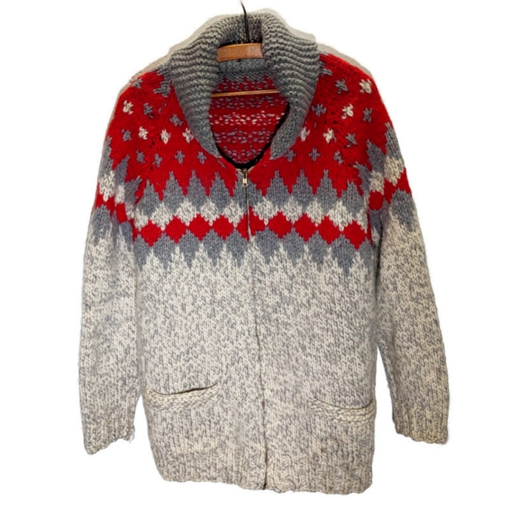 Vintage Handmade Shawl Neck Sweater - Men's L